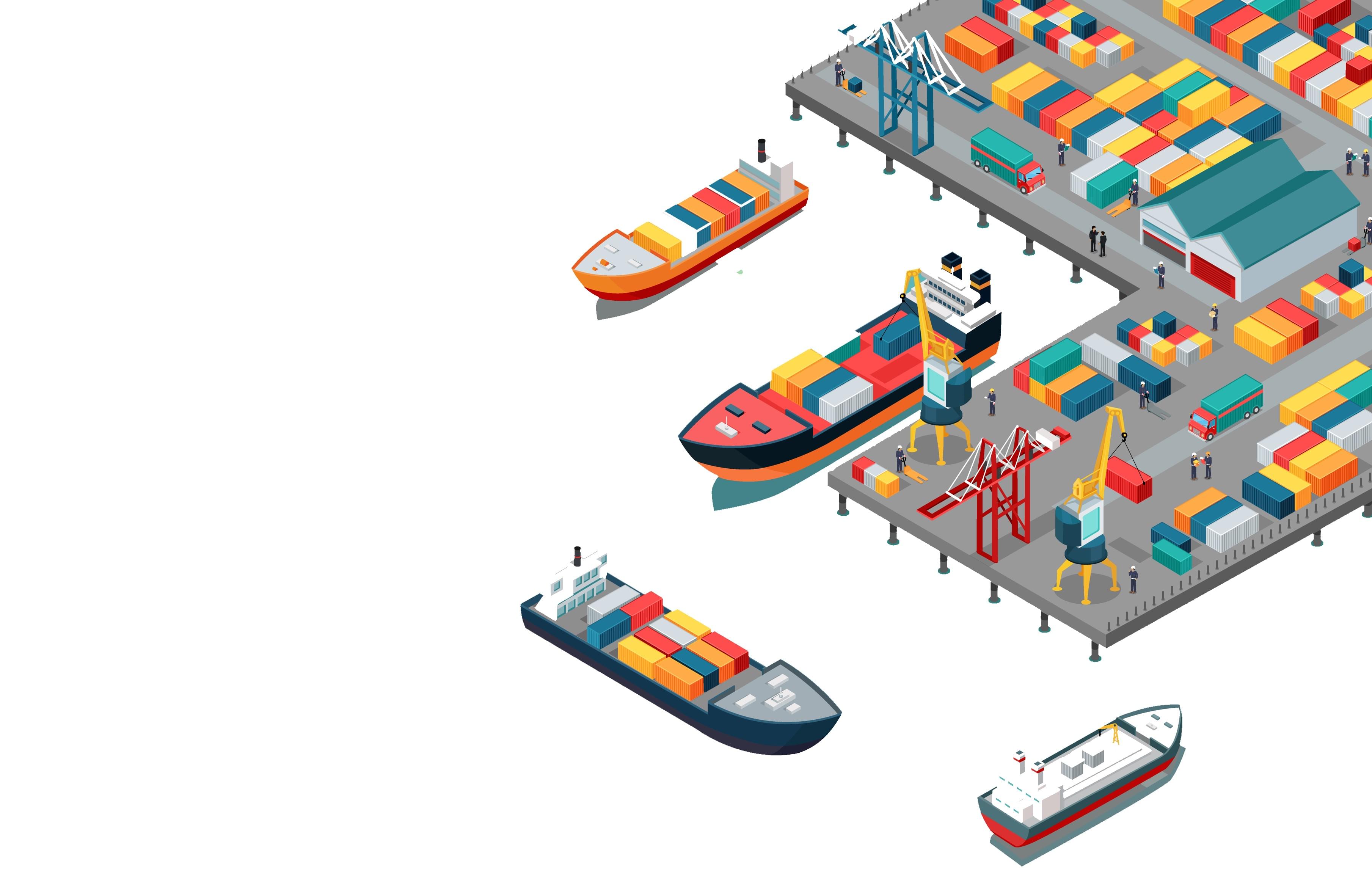 Ships and dock vector